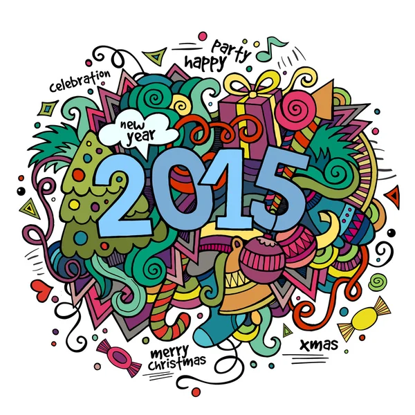 2015 year hand lettering and doodles elements background. — Stock Vector