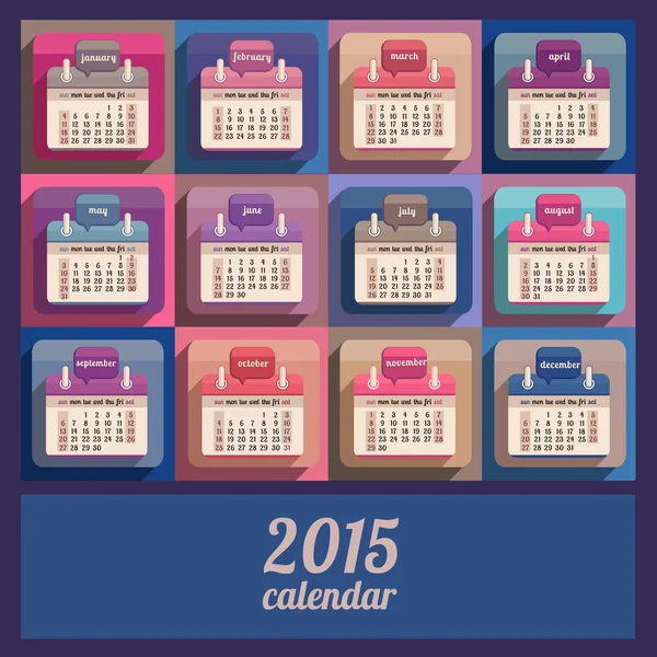 Calendario plano 2015 año diseño — Archivo Imágenes Vectoriales