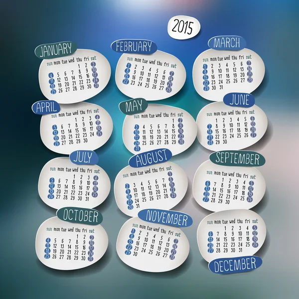 Calendario plano 2015 año diseño — Vector de stock