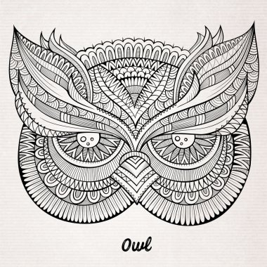 Decorative ornamental Owl head clipart