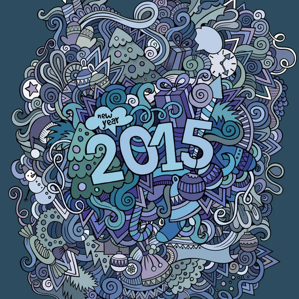 2015 year hand lettering and doodles elements background — Stock Vector