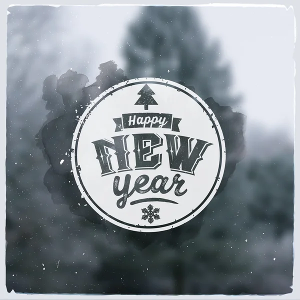 Ευτυχισμένος ο καινούριος χρόνος. Δημιουργική γραφικών μήνυμα για χειμωνιάτικο σχέδιο — Διανυσματικό Αρχείο