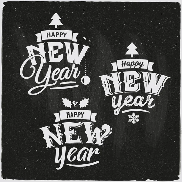 Bonne année ensemble de conception typographique — Image vectorielle