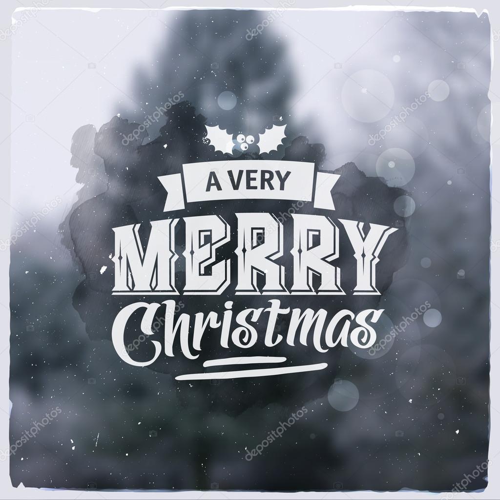 Merry Christmas creative graphic message for winter design.Vector blurred background