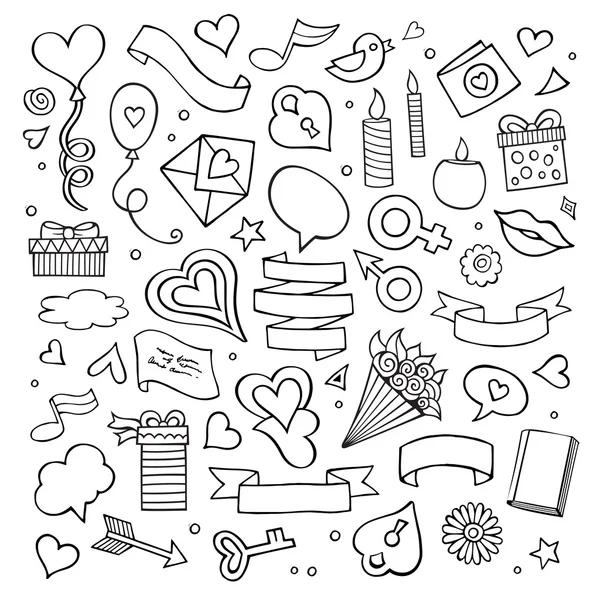 Conjunto de amor doodle iconos vector — Vector de stock