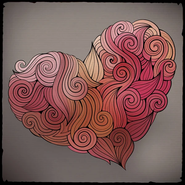 Hand drawn curled vector heart — Stock Vector