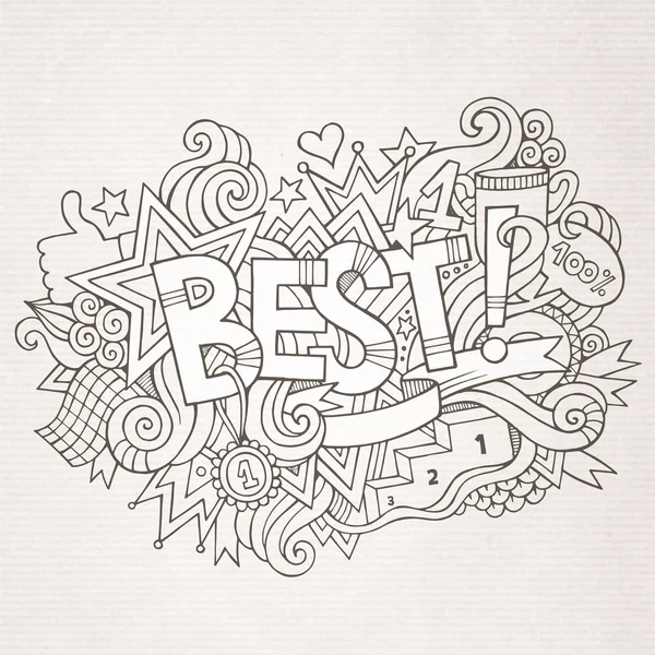 Beste hand belettering en doodles elementen achtergrond — Stockvector