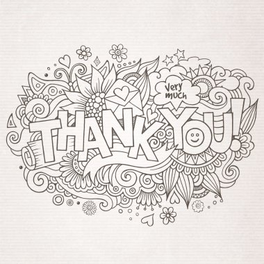 Thank You hand lettering and doodles elements background clipart
