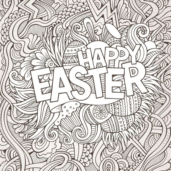 Easter hand lettering and doodles elements — Stock Vector