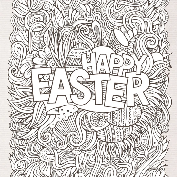 Easter hand lettering and doodles elements — Stock Vector