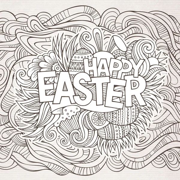 Húsvéti kézi betűk és doodles elemek — Stock Vector
