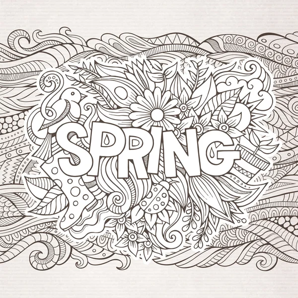 Lente hand belettering en doodles elementen — Stockvector