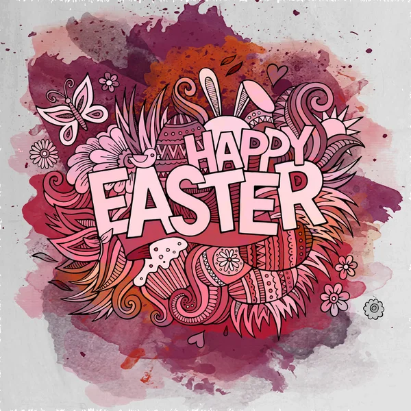 Easter hand lettering and doodles elements. — Stock Vector