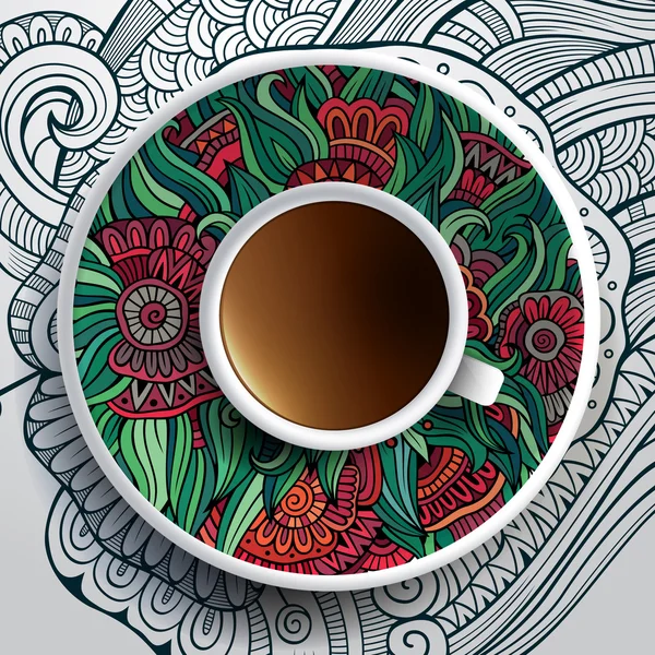 Ilustração vetorial com uma xícara de café —  Vetores de Stock