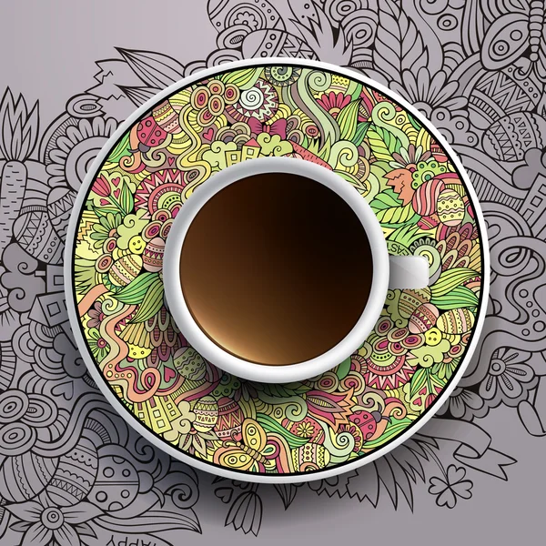 Ilustración vectorial con una taza de café — Vector de stock