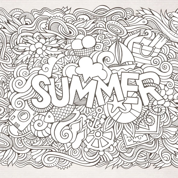 Éléments de lettrage et griffonnages d'été . — Image vectorielle