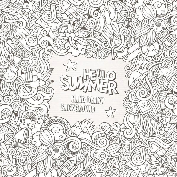 Doodles cadre vectoriel d'été décoratif abstrait — Image vectorielle