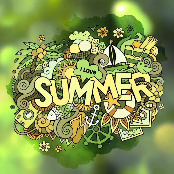 Éléments de lettrage et griffonnages d'été — Image vectorielle