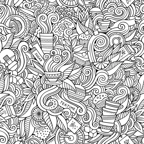 Doodles chá sem costura padrão abstrato —  Vetores de Stock