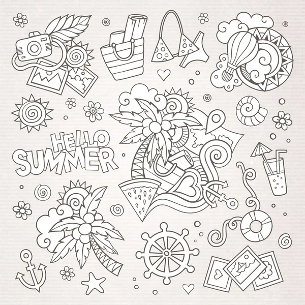 Καλοκαίρι και διακοπές σύμβολα και αντικείμενα — Διανυσματικό Αρχείο