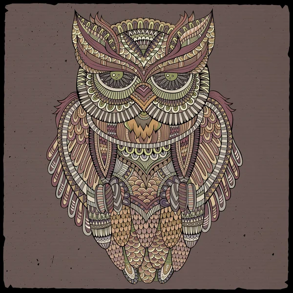 Decorative ornamental Owl. Vector illustration — Stock Vector