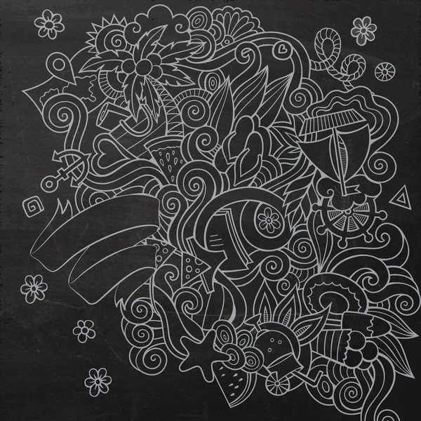 落書き抽象的な装飾的な夏のベクトルの背景 — ストックベクタ