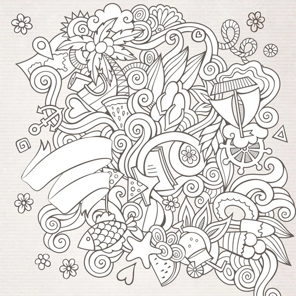 Doodles astratto decorativo estate schizzo sfondo — Vettoriale Stock