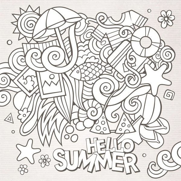 Doodles abstrato decorativo verão esboço fundo — Vetor de Stock