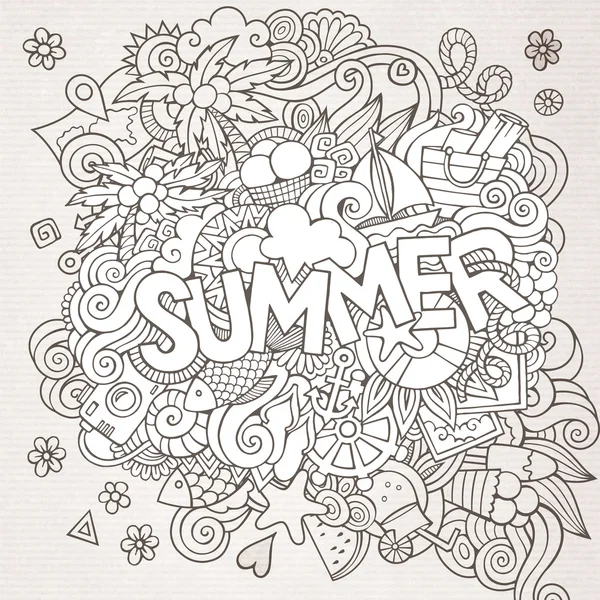 Doodles abstrait fond d'été décoratif — Image vectorielle