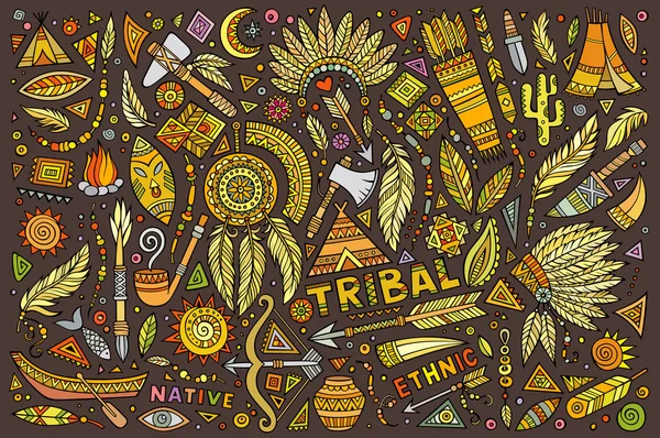 Tribal native set of symbols — Stock Vector