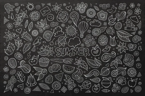Letní přírodní symboly a objekty — Stockový vektor