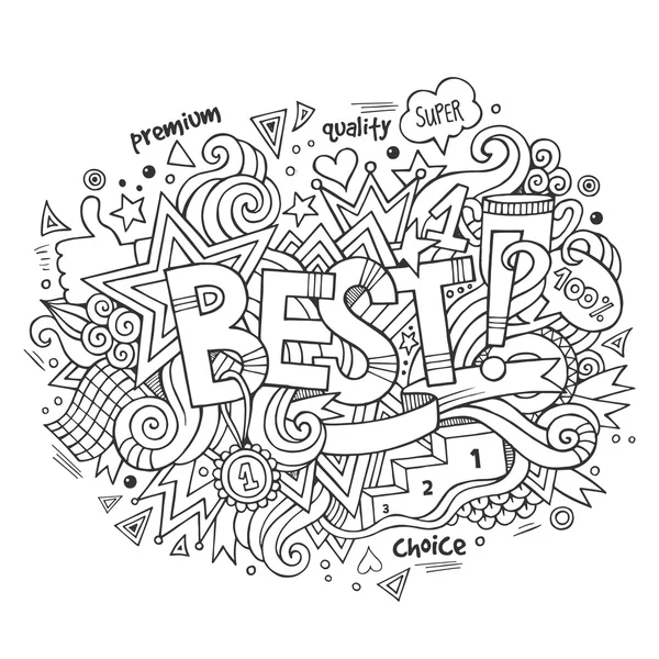Melhor mão lettering e doodles elementos de fundo — Vetor de Stock