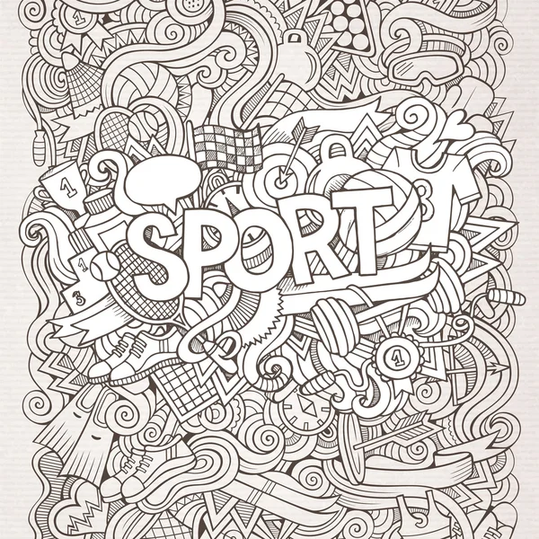 Sport hand bokstäver och doodles element bakgrund. — Stock vektor