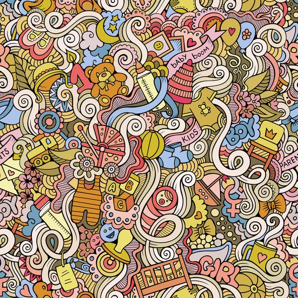 Doodle kreskówka wektor wzór dzieci — Wektor stockowy