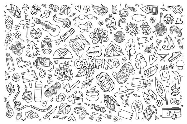 Camping nature symbols and objects — Stock Vector