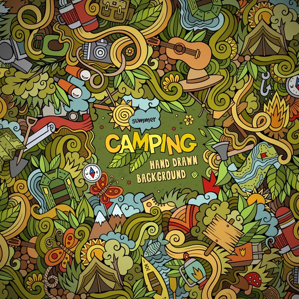Cartoon Camping cadre arrière-plan — Image vectorielle