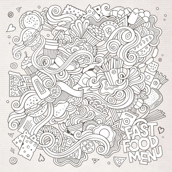 Fast food doodles elementos de fundo —  Vetores de Stock