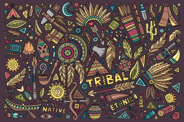 Tribal native set of symbols — Stock Vector