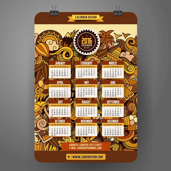 Дизайн летнего календаря 2016 года — стоковый вектор