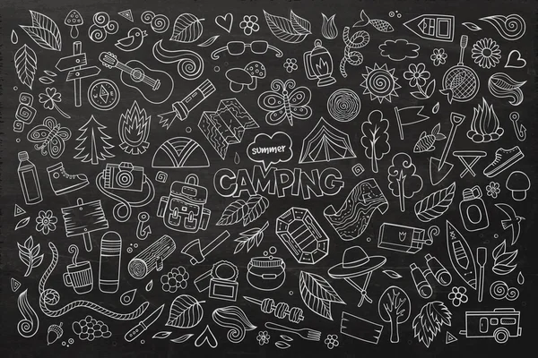 Camping naturaleza símbolos y objetos — Vector de stock