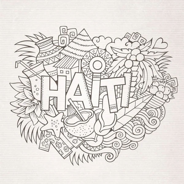 Haïti handschrift en doodles elementen en symbolen achtergrond — Stockvector