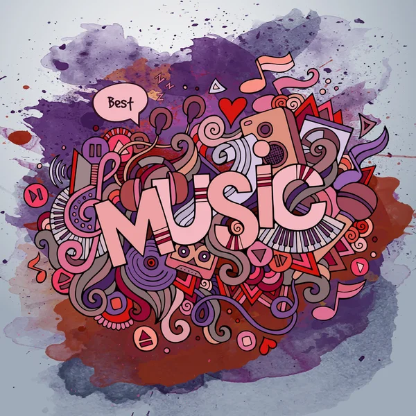 Musik Hand Schriftzug und Doodles Elemente — Stockvektor