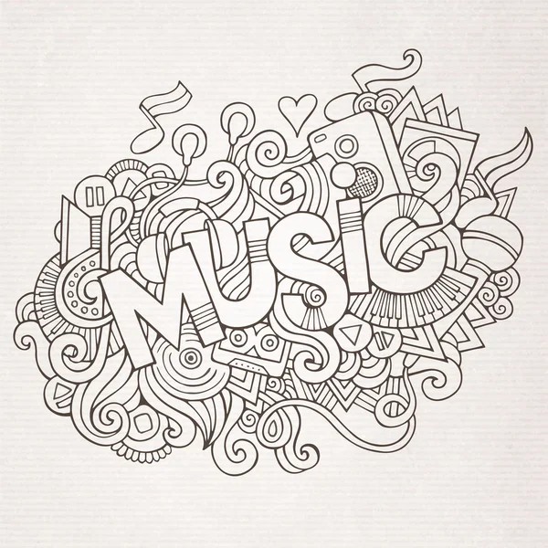 Music hand lettering and doodles elements — Stock Vector
