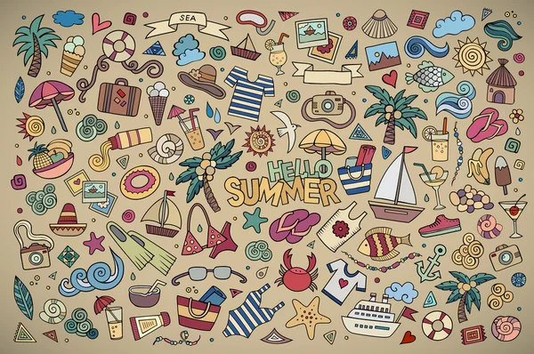 Symboles et objets de plage d'été — Image vectorielle