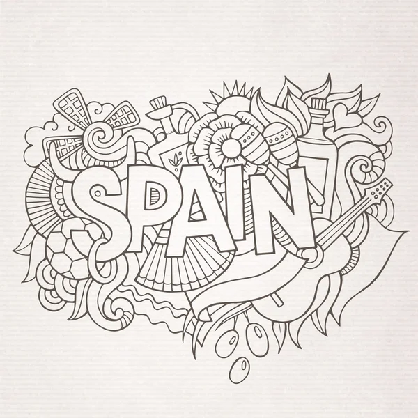 España país mano letras y garabatos elementos — Vector de stock