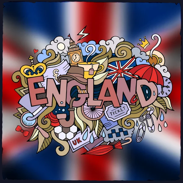 England country hand lettering and doodles elements — Stock Vector