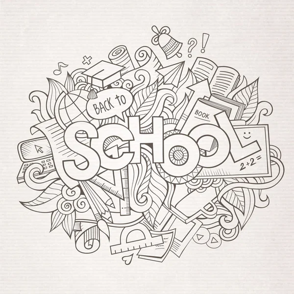 Scolastica mano lettering e scarabocchi elementi — Vettoriale Stock