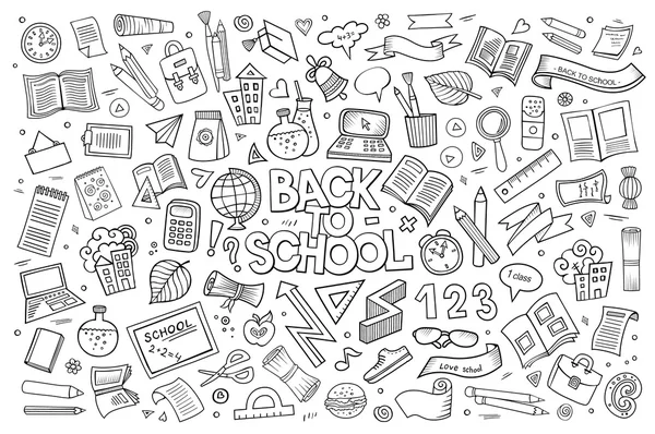 School and education doodles hand drawn vector sketch symbols — Stock Vector