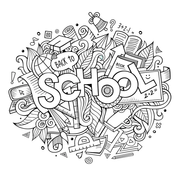 School hand belettering en doodles elementen — Stockvector