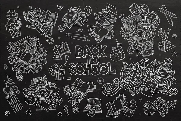 School and education doodles hand drawn vector sketch symbols — Stock Vector